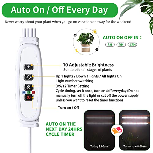 2 Head 13" Growing Lamp for Indoor Plants (White Cabel Red+White / 2 Head 1 Pack)