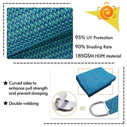 9'X10' Sun Shade Sail Turquoise Mix Curved Rectangle Customizable (Turquoise Mix / 9'X10' custom)