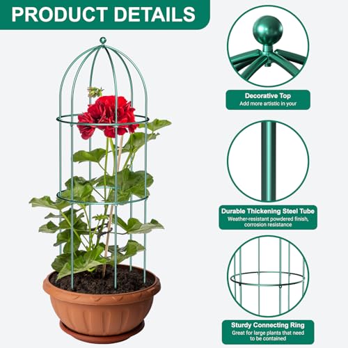 3 Pack Plant Support Cage Large Peony Cages (47.2"H x 17.7"W/3PC / Green)