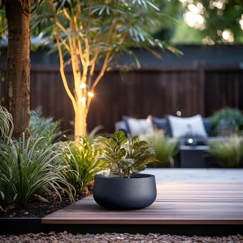 Charcoal Concrete Planter 16" Dia All (Dark Gray / 15.7"w)