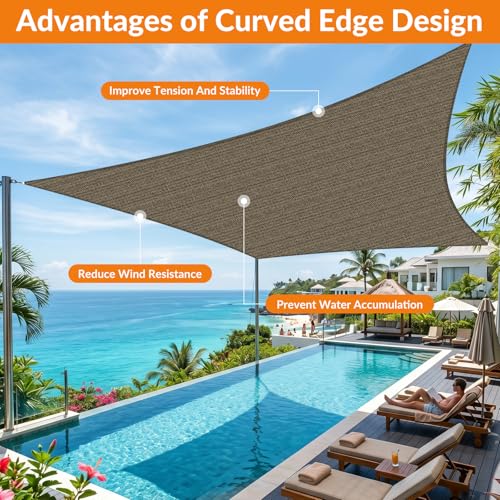 15'X18' Sun Shade Sail Brown Curved Square Customizable (Brown / 15'X18' custom)