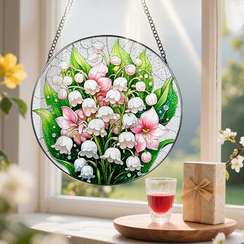 8 Inch Stained Glass Ornament (Lily of the Valley B)