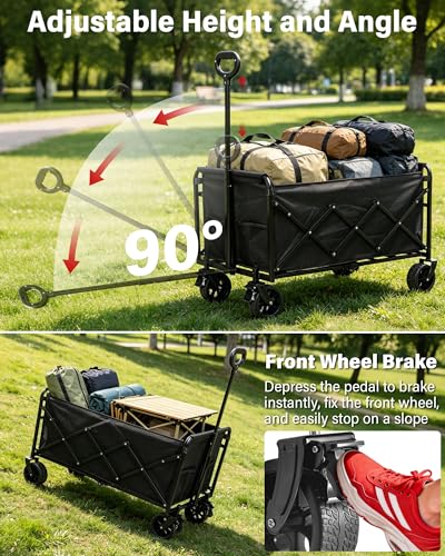 Collapsible Wagons Carts Foldable Wagon (Black_500lbs)