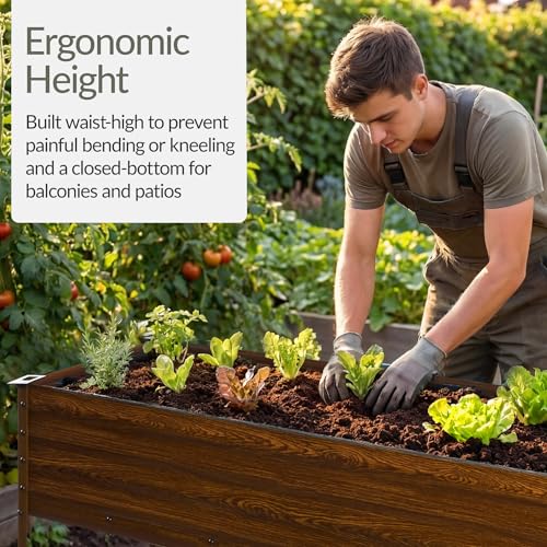 48x24x30in Galvanized Raised Garden Bed (48x24x30in / Wood Grain)