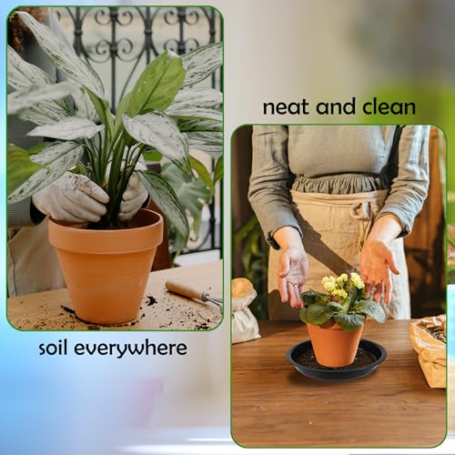 6 Pack 8 Inch Round Plant Saucers for Less 6.8 Inch Pot Indoors Outdoors Plant Trays for Pots Planter Saucer Plastic Plant Drip Tray Planter Water Tray for Potted Plants (8"(6pcs) / Black)