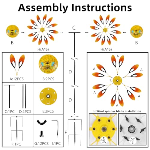 Sunflower Wind Spinners (Large-sunflower)