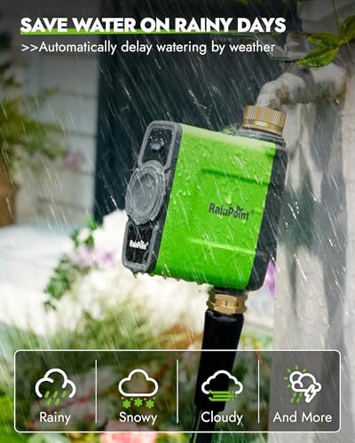 WiFi Water Timer for Garden Hose (Lime Green / Brass Outlet Timer with WiFi Hub)