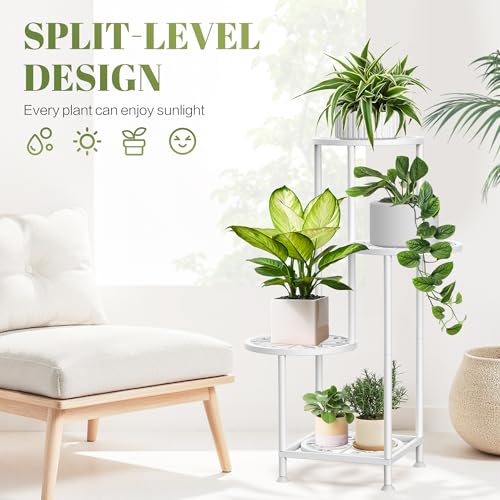 4 Tier Plant Stand Indoor Outdoor (White / 4 Tier)
