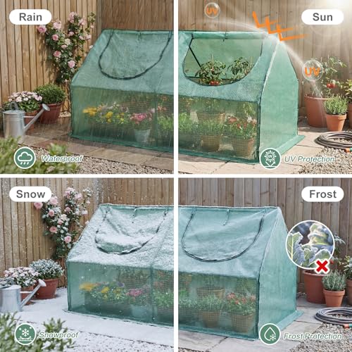 6 x 3 x 3 ft Mini Greenhouse with 2 Zipper Doors (Green / 6 x 3 x 3 ft)