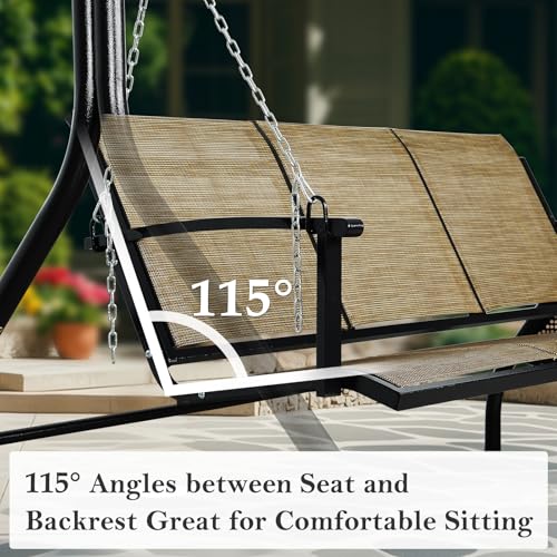 Textilene 3 Seat Hanging Swing (Coffee)