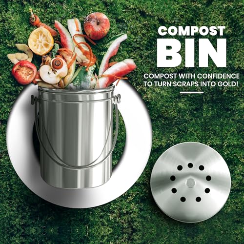 Countertop Compost Bin 1 Gallon (1 Gallon (Pack of 1) / Silver)