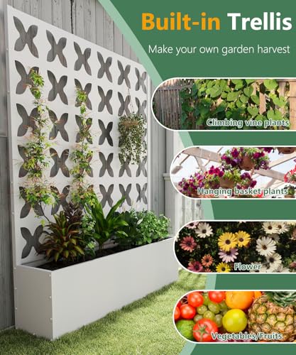 2PCS Metal Planter Box with Trellis (2 Count)