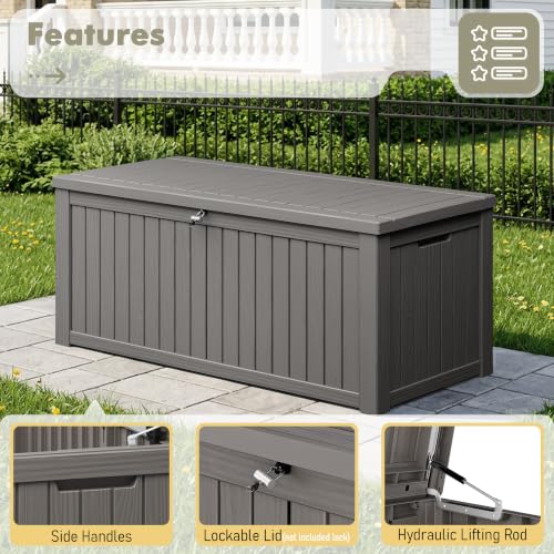 230 Gallon Outdoor Storage Box Waterproof Deck Box for Patio (Grey / 230 Gallon)