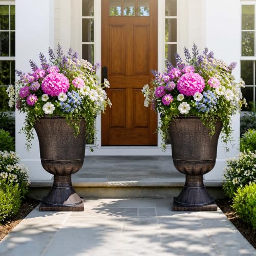 22" Tall Urn Planters Set of 2 Large Flower Pots (22"-antique Bronze)