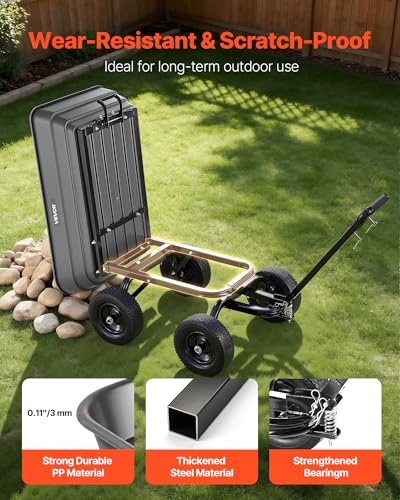 7 Cu.Ft 1200LBS Poly Garden Cart Dump Wagon (Darkgrey)