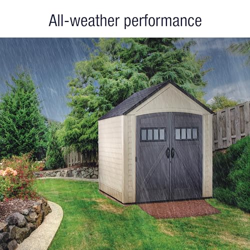 Resin Outdoor Storage Shed (7'x7' / Light Brown)