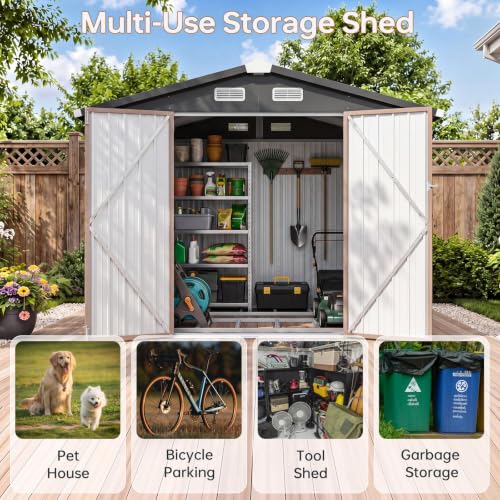 8x6FT Outdoor Storage Shed Brown (Brown / 8' x 6')