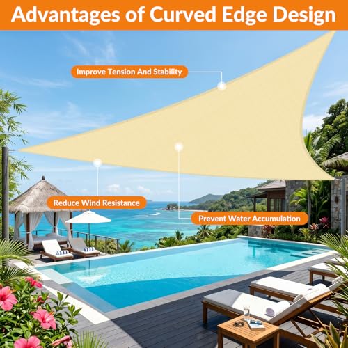 22'X29' Sun Shade Sail Beige Curved Square Customizable (Beige / 22'X29' custom)