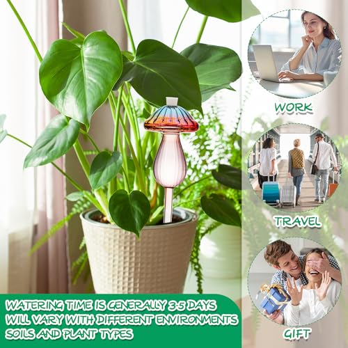 4 Pack Self Watering Globes for Plants Mushroom Glass Plant Watering Globes (4 Count)