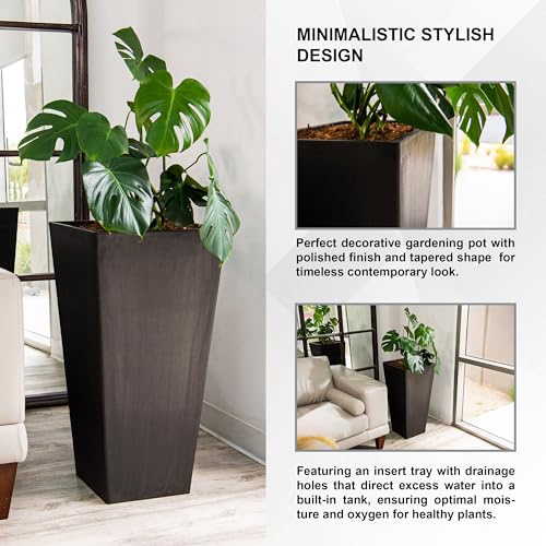 28 Inch Tapered Planter (Black / 28" H)
