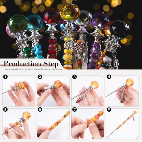 260Pcs DIY Beaded Garden Stakes (Crystal)
