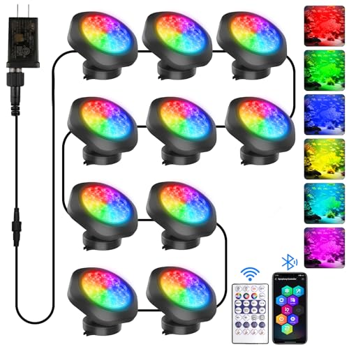 Pond Lights LED Underwater 16M Colors with App and Remote 10 Pack (Set of 10)