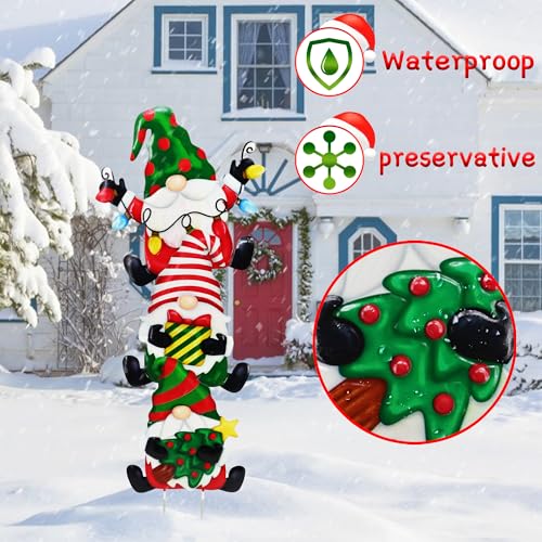 3 Pack Metal Christmas Yard Signs Decor for Multiple Stacked (Dwarf Christmas Tree)