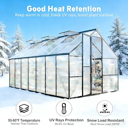 8x10 FT Outdoor Greenhouse with Roof Vent (Charcoal Black / 8×10FT)