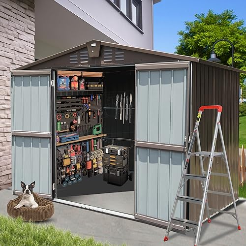 Domi Backyard Storage Shed 8.2’ x 6.2’ with Galvanized Steel Frame