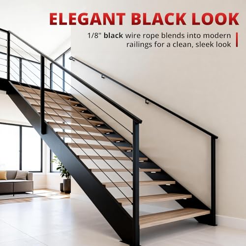 1 8" Black Stainless Steel Cable for Railing 500FT (500FT / 1/8" Black Stainless Steel Cable for Railing)
