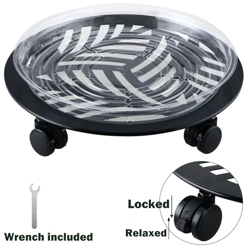 4 Packs Large Metal Plant Caddy with PU Wheels 13" Heav (4 Count)