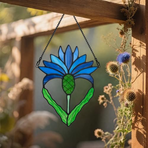 Flower Stained Glass Scottish Thistle Suncatcher for Window Gifts (D)