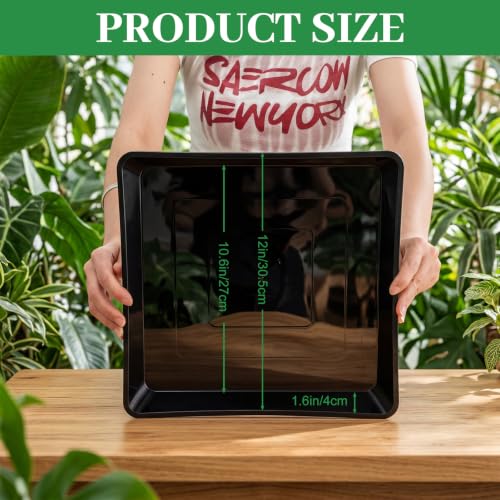 6 Pack Plastic Plant Saucer (Square / 12 Inch / Black)