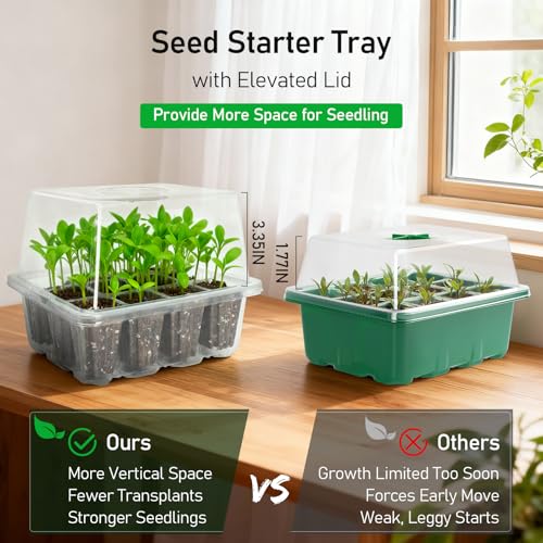 10 Pack Seed Starter Tray (Transparent / 12 Cell-10 Packs Elevated Cover)