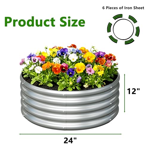 2PCS 2x2x1FT Galvanized Metal Raised Garden Bed (Silver / 2x2x1(2PCS))