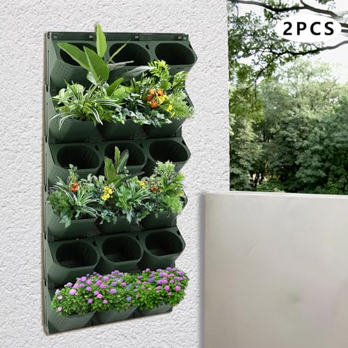 Vertical Wall Planter with 36 Pots (Army Green / 36 Pots)