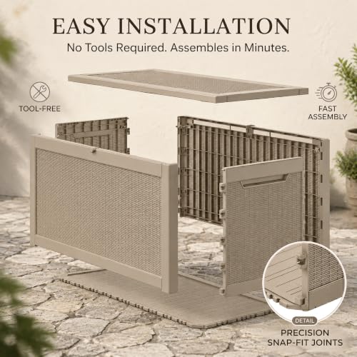 320 Gallon Outdoor Storage Box Resin Deck Box All Weather Waterproof Large Lockable Storage Container Deck Box for Patio Cushions (Gray / 320 GAL NEW)