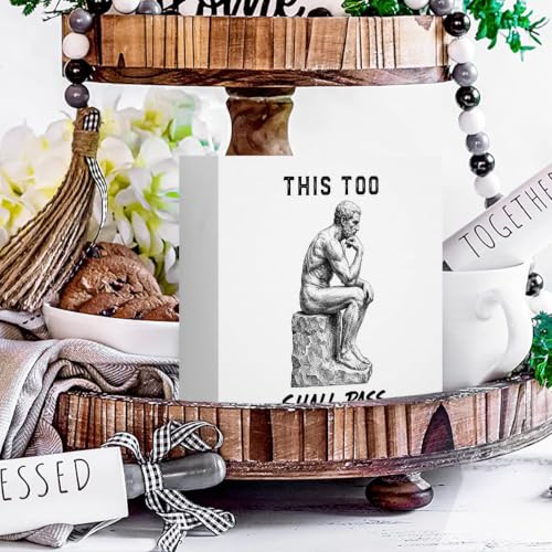 Retro Funny Bathroom Decor Wooden Box Sign 5 x 5 Inches (White 1623 / Wooden box（5.1 x 5.1 inches）)