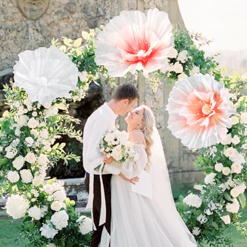 3 Pcs Giant Flowers Decorations for Wedding Backdrop (Flower / White,orange, Flesh Pink)