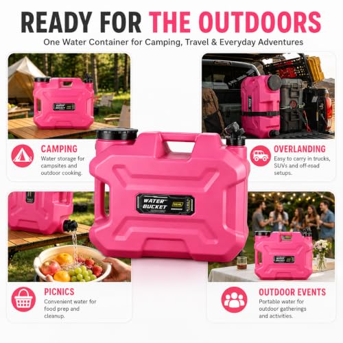 5 Gallon Camping Water Jug with Spigot (Pink-5 gal)