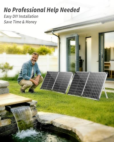 Solar Pond Waterfall with 100W Solar Panel & 1200GPH Pump (100W Solar Powered Up to 2800 Gallons)