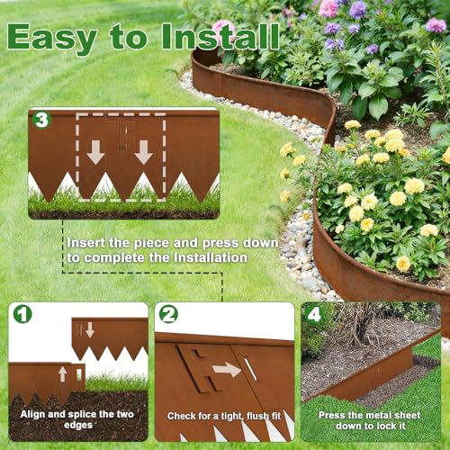 Cor Ten Steel Landscape Edging 20FT (Rusty / 5 Inch x 20Ft.)