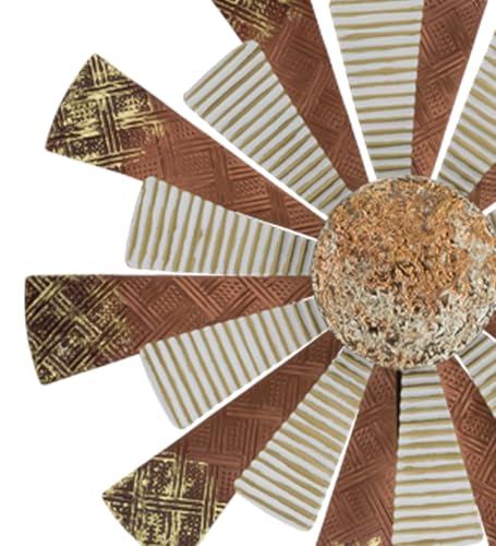Wind Spinner Outdoor Metal Kinetic Yard Art with Stake (Copper Embossed / Medium (70-79 Inch))