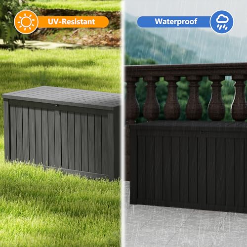 180 Gallon Deck Boxes Outdoor Waterproof (Black / 180 GAL)