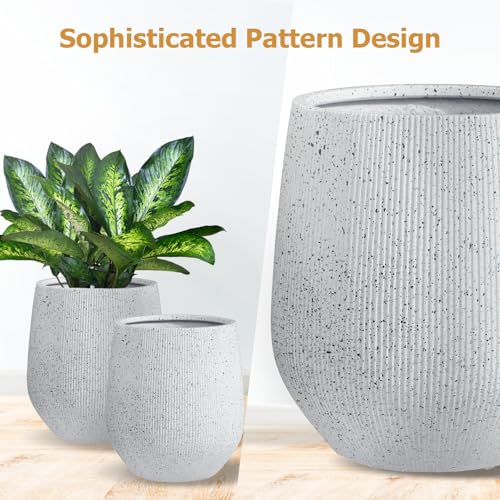 KUTENEST 19" Large Ribbed Corso Fiberstone Outdoor Planter