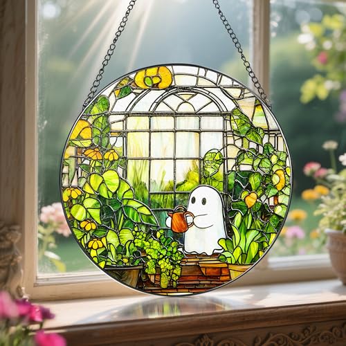 8'' Halloween Ghost Greenhouse Sun Catcher Ornament (Ghost)