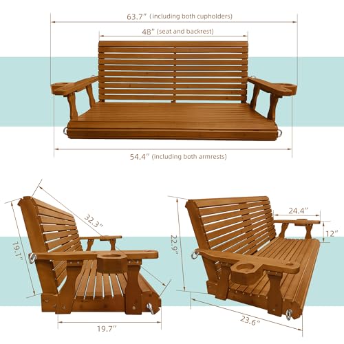 Wooden Porch Swing (Cedar Tone / 4.5 FT Extra Large)