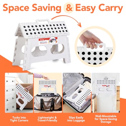 9 Inch Folding Step Stool (Widen White / 9 Inch( Pack of 1))