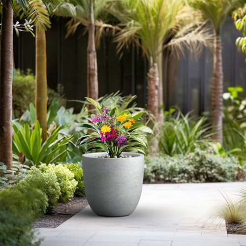 Large Round Bowl Pale Gray Concrete Planter 18" Dia