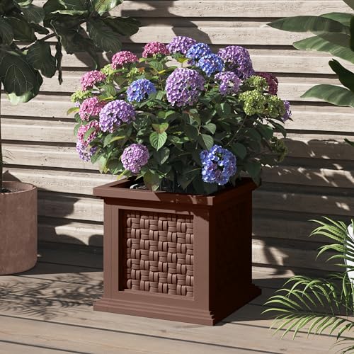 Rattan Style Outdoor Planter Box (Brown)